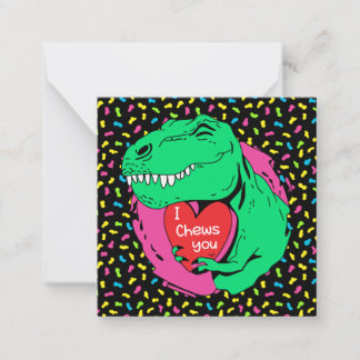 Ik kauw op jou Trex Dinosaurus Klasgenoot Valentij Notitiekaartje