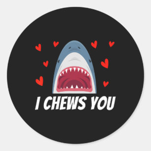 Ik kauwt je grappig Valentijnsdag haai paar Kinder Ronde Sticker