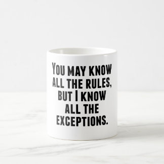 Ik ken alle uitzonderingen magische mok