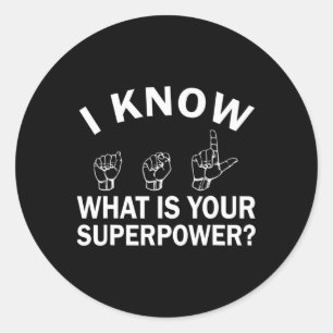 Ik Ken Gebarentaal Wat Is Jouw Superpower Awarenes Ronde Sticker