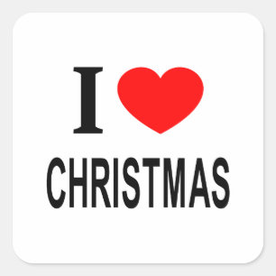 Ik ♥ KERST Ik HOU VAN KERST Ik HART KERST Vierkante Sticker