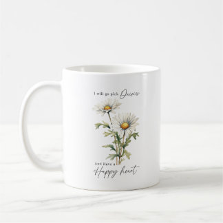 Ik kies Daisies White Floral Custom Monogram Koffiemok