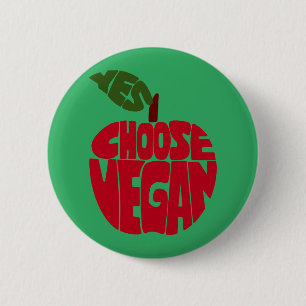 Ik kies Vegan - Apple Typografie Ronde Button 5,7 Cm