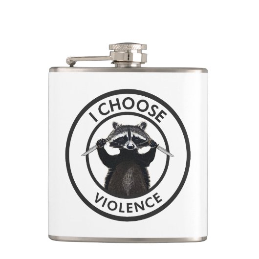 Ik kies voor geweld Grappige wasbeer Heupfles (Voorkant)