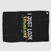 Ik kijk gewoon recht LGBT Rainbow Pride Maand Golfhanddoek (Horizontaal)