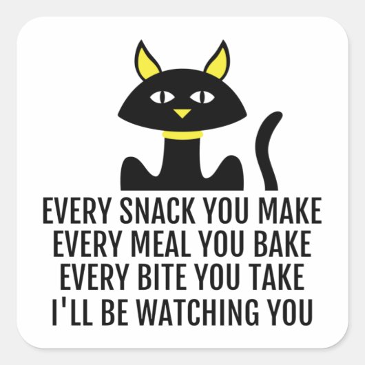 Ik kijk naar je Cute Cat Pun. Vierkante Sticker (Voorkant)