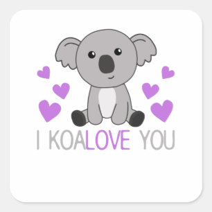 Ik koalove je koala met hartkletende dieren vierkante sticker