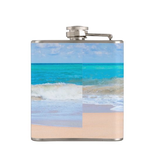 Ik kom hier bij het strand heupfles (Achterkant)