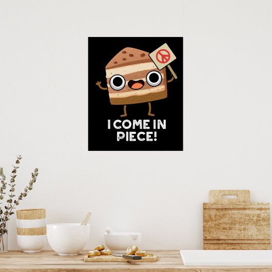 Ik kom in stuk Grappige Cake Pun Dark BG Poster (Keuken)