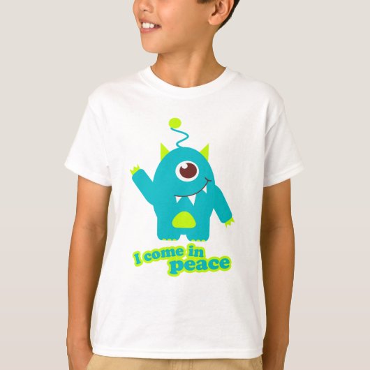 Ik kom in vrede alien aqua t-shirt (Voorkant)