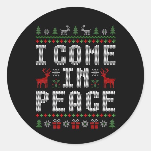 Ik kom in vrede Ik ben vrede Matching paar Kerstmi Ronde Sticker (Voorkant)