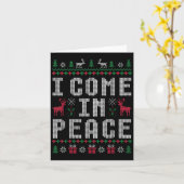 Ik kom in vrede Kerstmis Kerstmis Rendier Holiday Kaart (Gele Bloem)