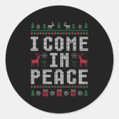 Ik kom in vrede Kerstmis Kerstmis Rendier Holiday Ronde Sticker (Voorkant)