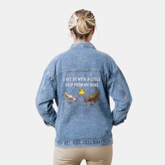 Ik kom langs met de hulp van mijn kippen denim jacket (Model)