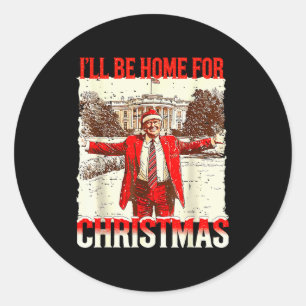 Ik kom met Kerstmis thuis, Kerstman, Vintage grapp Ronde Sticker