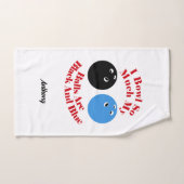 Ik kom zo veel mijn ballen zijn zwart en blauw bow handdoek (Handdoek)