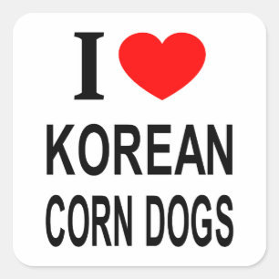 Ik ❤️ KOREAANSE CORN DOGS Ik hou van KOREAANSE COR Vierkante Sticker