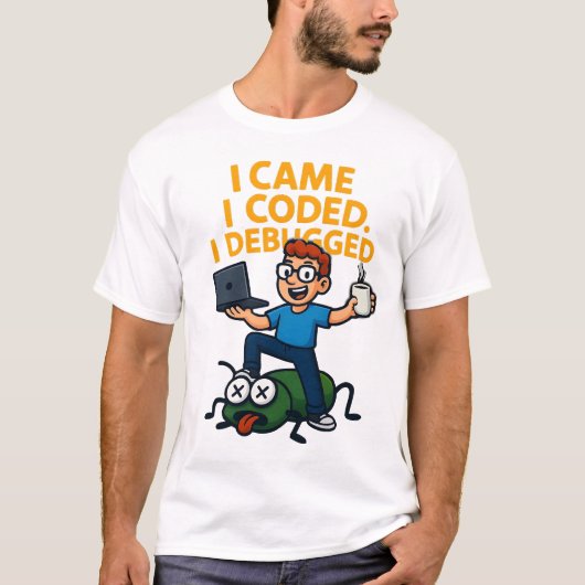 Ik kwam, ik codeerde, ik debugde, leuk T-shirt voo (Voorkant)