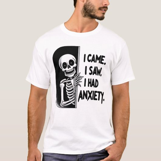 Ik kwam. Ik zag het. Ik had angst - Skeleton Mood T-shirt (Voorkant)
