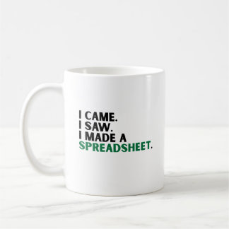 Ik kwam. Ik zag het. Ik heb een spreadsheet gemaak Koffiemok