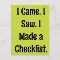 Ik kwam. Ik zag. Ik maakte een checklist.