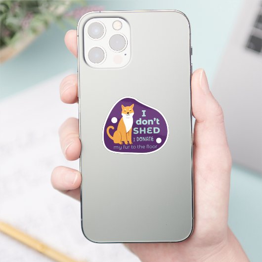 Ik laat geen schattige shiba inu hond paarse turqu sticker (Telefoon)