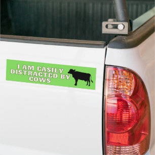 Ik laat me makkelijk afleiden door Koe Bumperstick Bumpersticker