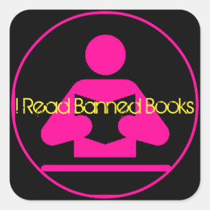 Ik las Banned Books: Roze leespictogram Vierkante Sticker