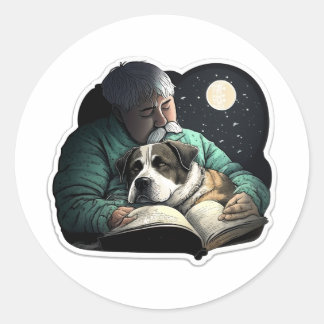 Ik las ook voor aan mijn hond! ronde sticker
