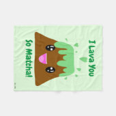 Ik lava je zo Matcha Kawaii Green Tea Fleece Deken (Voorkant (Horizontaal))