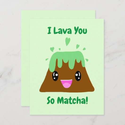 Ik Lava Je Zo Matcha Kawaii Groene Thee Liefde Bedankkaart (Voorkant / Achterkant)