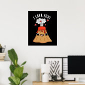 Ik lava You Funny Volcano Pun Dark BG Poster (Thuiskantoor)