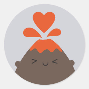 Ik Lava You Kawaii Volcano Ronde Sticker