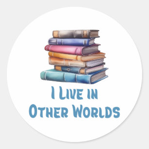 Ik leef in andere werelden - Boekenliefhebber Ronde Sticker