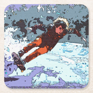 Ik leef om te racen - Skateboard Racing Pillowcase Vierkante Kartonnen Onderzetter