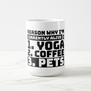 Ik leef op dit moment yoga, koffie, huisdieren gra koffiemok