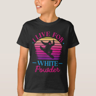 Ik leef voor witte poeder retro jaren 90 jaren 80 t-shirt