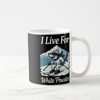 Ik leef voor witte poedersneeuw haai skiën snowboa koffiemok