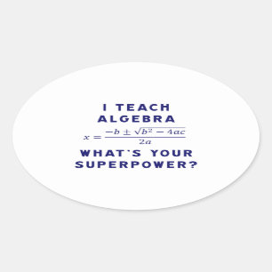 Ik leer Algebra / Wat is jouw Superpower? Ovale Sticker
