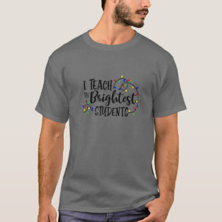 Ik leer de beste leerlingen met kerstlampjes t-shirt