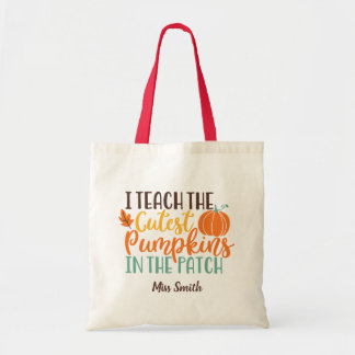 Ik leer de cutest pomkins Herfst Quote leraar Tote Bag