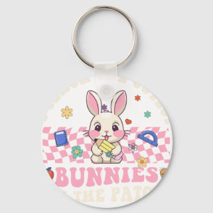 ik leer de schattigste bunnie in de patch, retro, sleutelhanger