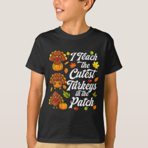 Ik leer de schattigste kalkoenen in de patch t-shirt