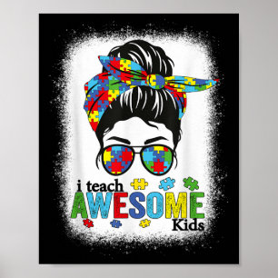 Ik leer Geweldige Kinder Autism Awareness Bun Bl Poster