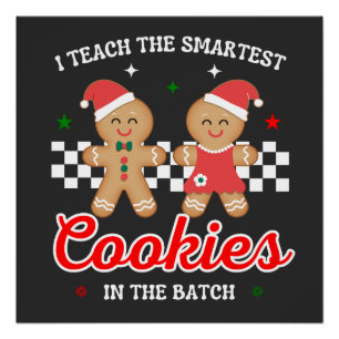 Ik leer het slimste koekjes shirt, kerst leer perfect poster