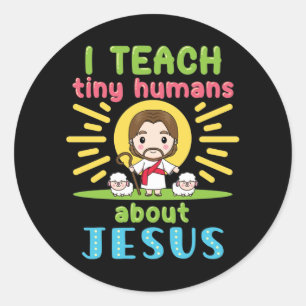 Ik leer kleine mensen over Jezus Christelijk Ronde Sticker