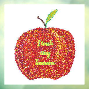 Ik leer kleine mensjes pointillisme appel raamfoli raamsticker