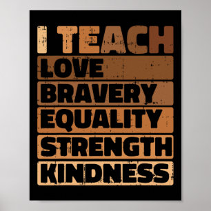 Ik leer liefde dapperheid gelijkheid zwarte geschi poster