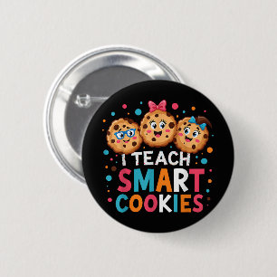 Ik leer slimme koekjes terug naar school leraar  ronde button 5,7 cm