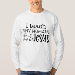 Ik leer Tiny Humans over Jesus Sunday School Teac T-shirt